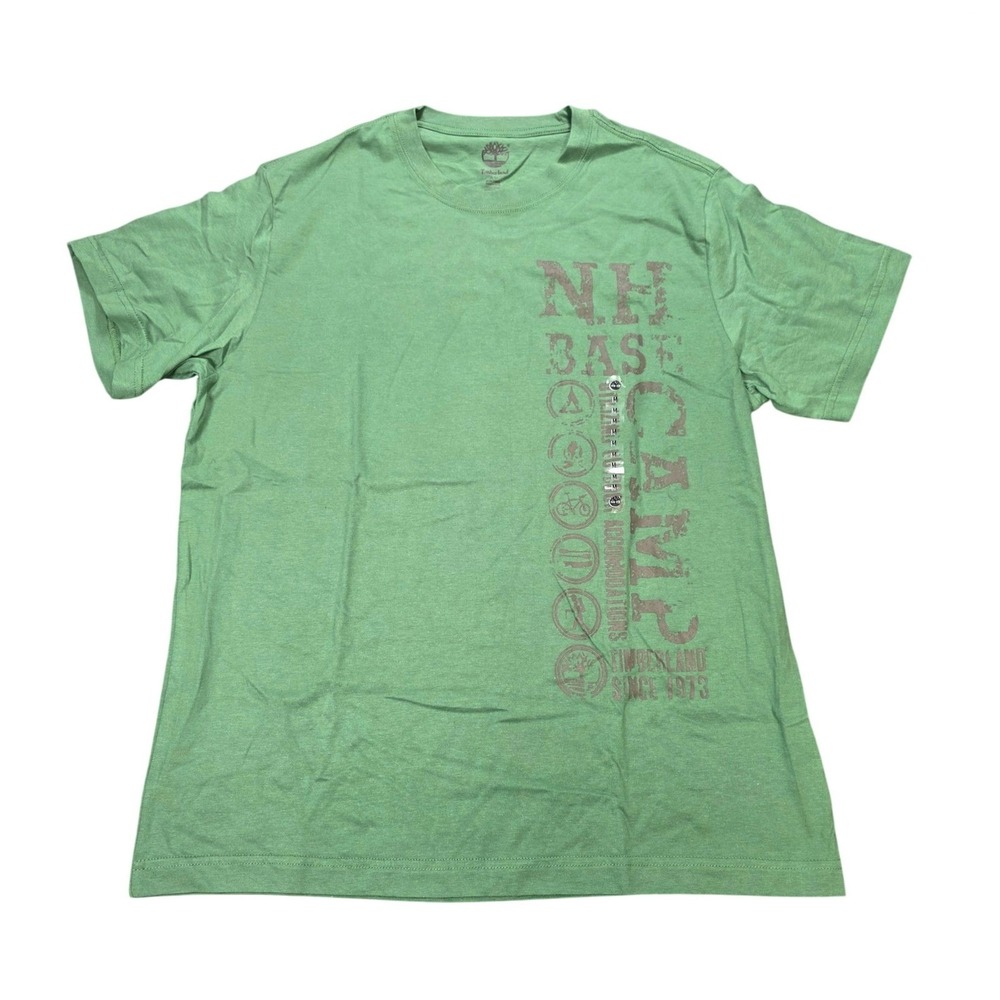 Timberland NH Base Camp Graphic T-Shirt Men's Size M Green Cotton Crew Neck NEW - Picture 1 of 7